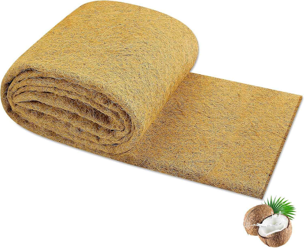 Coco Liner Roll 24x120 Inch, Natural Coconut Liners for Planter Flower Basket, Thick Coco Fiber Mat for Hanging Basket, Garden Decoration, Animal Pet Pads, Reptile Carpet