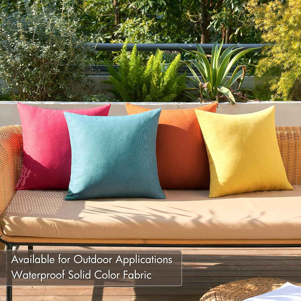 MIULEE Pack of 4 Decorative Outdoor Throw Pillow Covers Linen Waterproof Pillow Covers Summer Farmhouse Cushion Cases for Patio Garden Tent Balcony Couch Sofa 18x18 Inch Red/Turquoise
