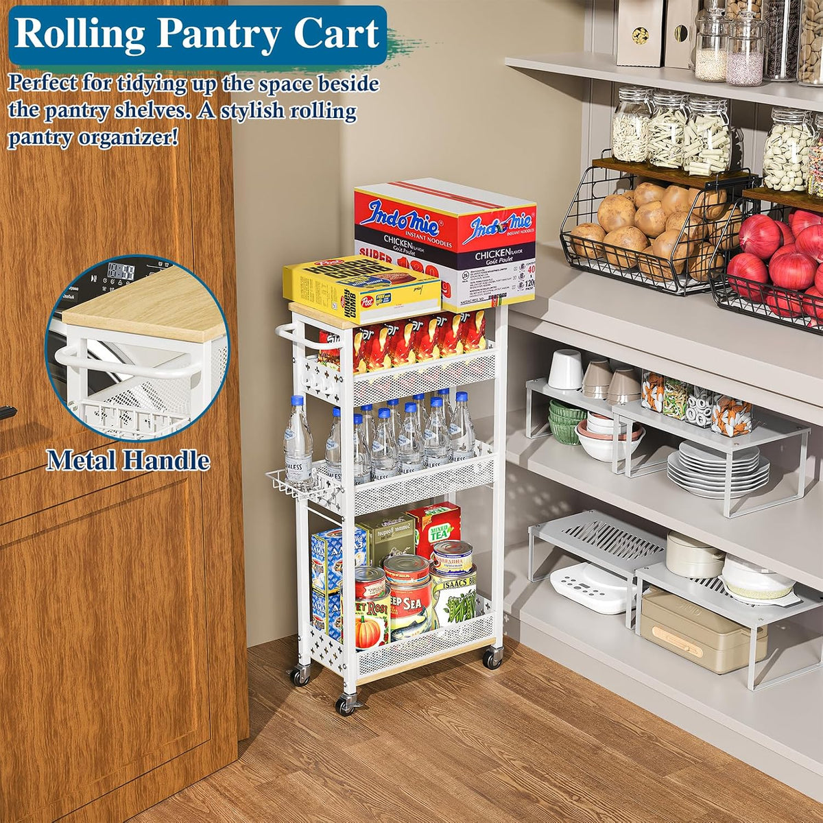 Slim 4-Tier Rolling Laundry Storage Cart - Field & Nook