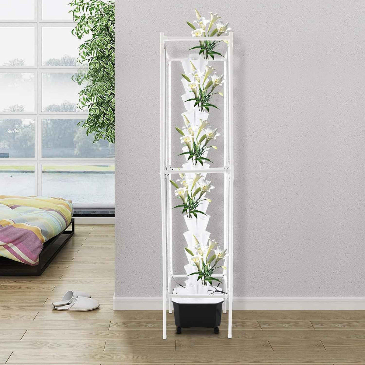Hydroponic Growing Tower System Kit, 70-Plant Vertical Hydroponics Garden Tower with LED Grow Light, for Outdoor Indoor Herbs Fruits Vegetables Smart Garden Planter Kit