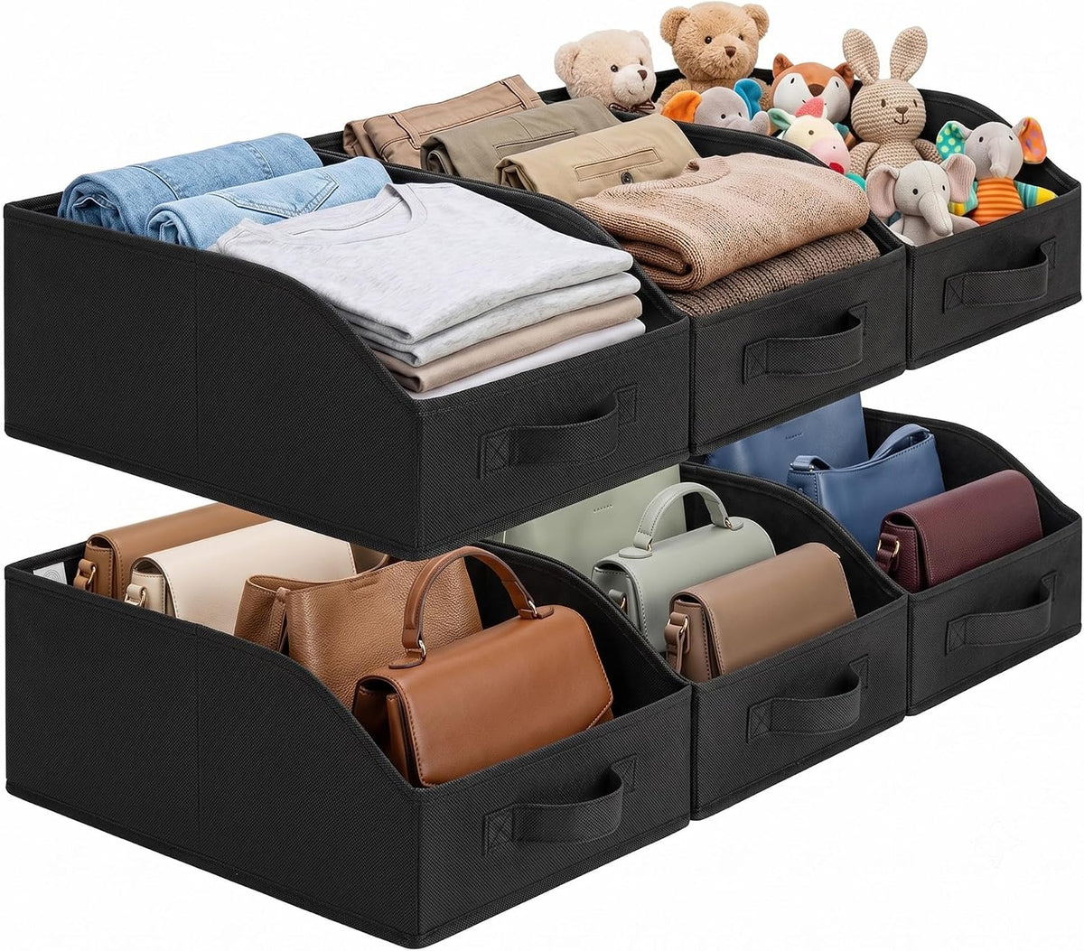 Trapezoid Closet Storage Bins – Black – 6-Pack - Field & Nook