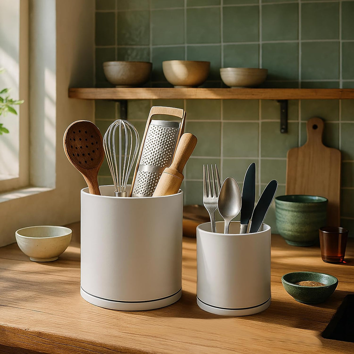 D'vine Dev Rotating Utensil Holder Set, 7.2" + 5"