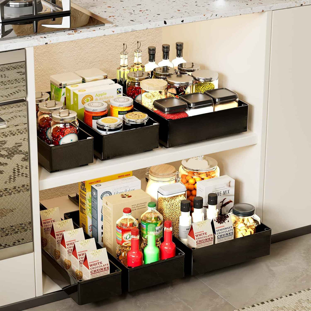 3-Pack Pull-Out Cabinet Organizer, Black