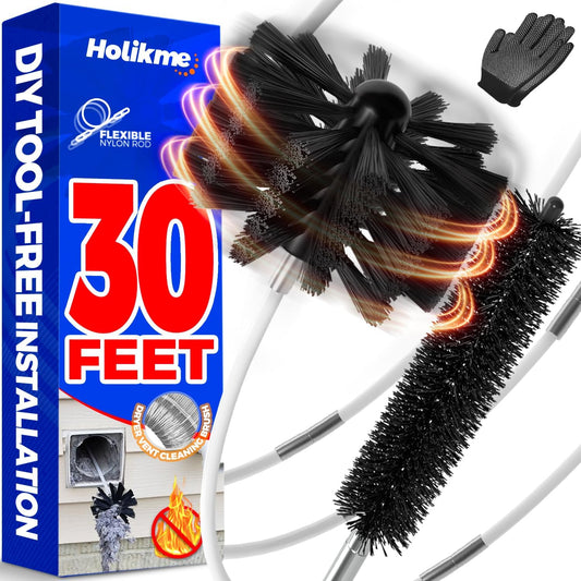 Dryer Vent Cleaning Kit – 30-Foot Flexible Brush with Drill Attachment