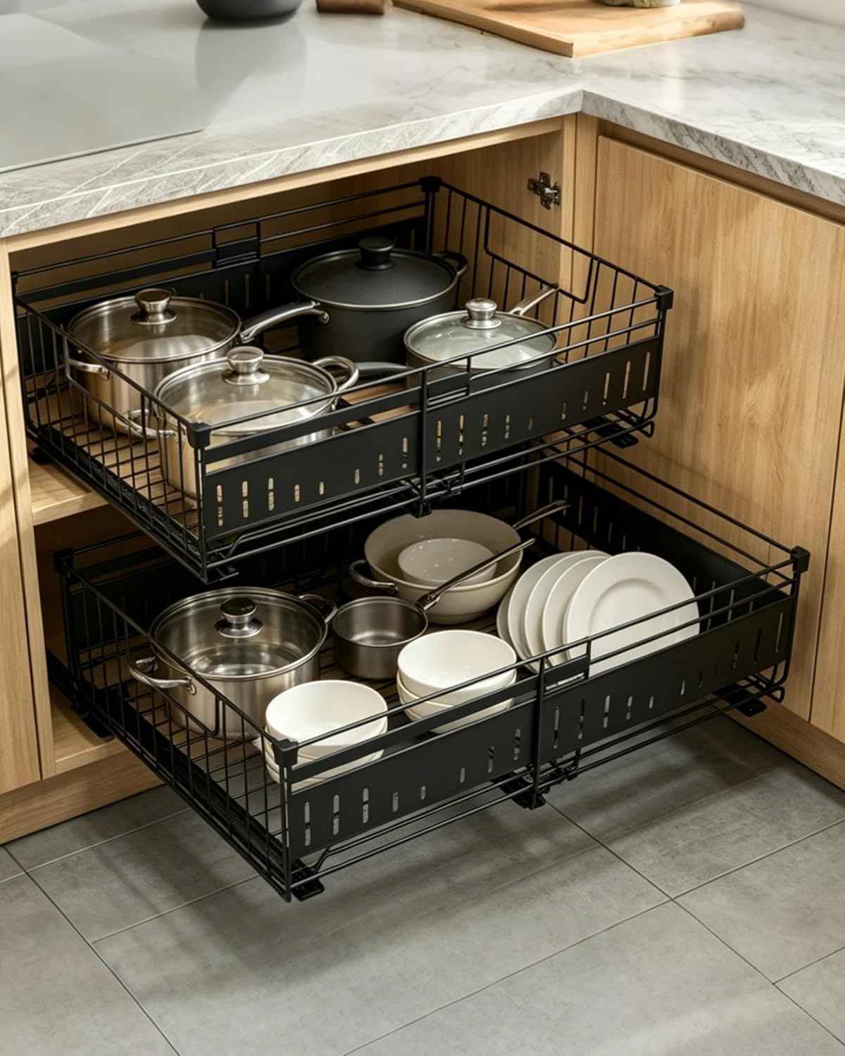 KimHong 2 Pack Pull Out Cabinet Organizer, 12.4"-19.5"