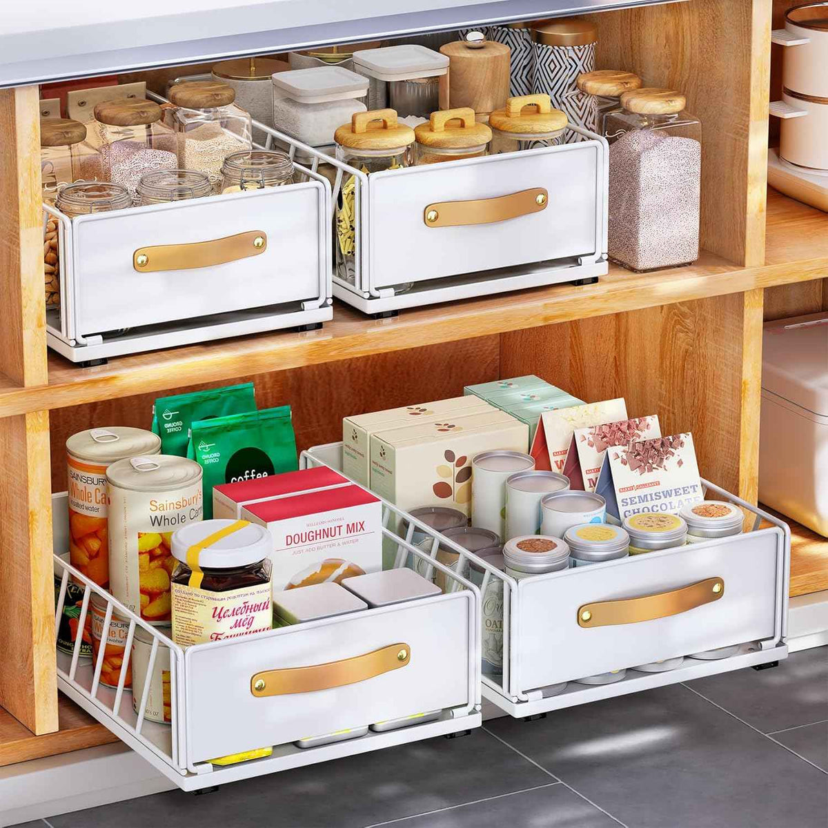Pull out Cabinet Organizer,Heavy Duty Slide out Pantry Shelves Drawer