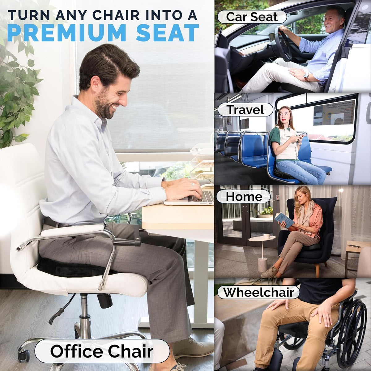Gel and Memory Foam Ergonomic Seat Cushion - Field & Nook