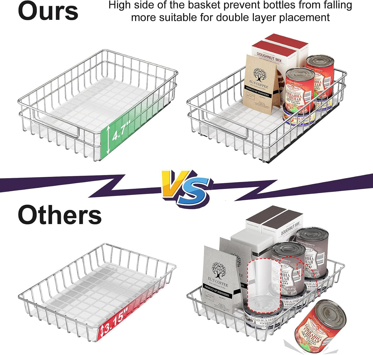 Stainless Steel 2-Pack Pull Out Cabinet Organizers