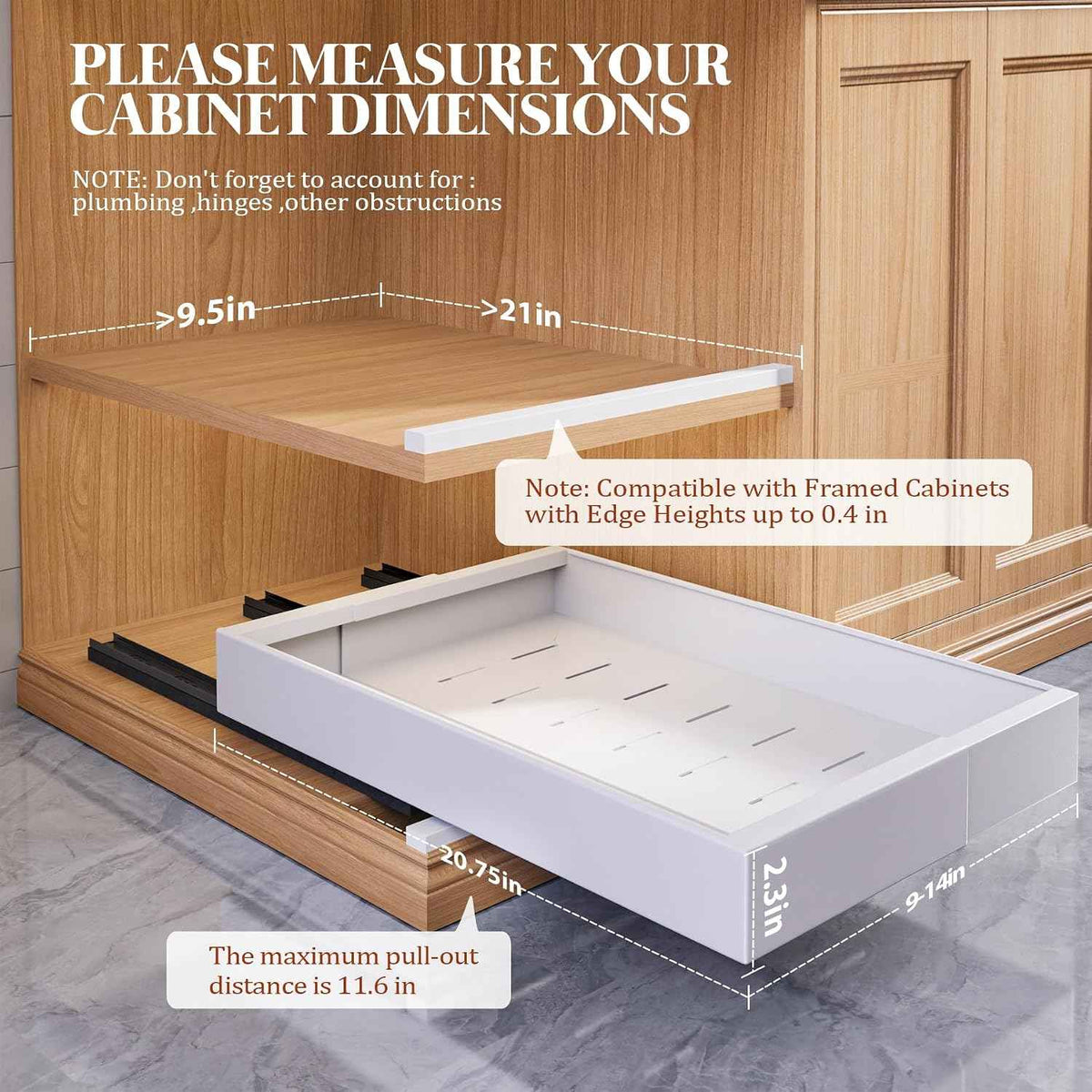Seinloes 4 Pack 21" Deep Expandable Cabinet Organizers