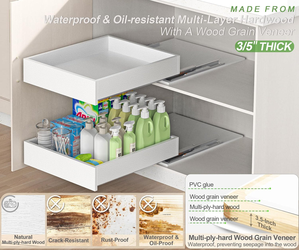 MyLifeUNIT Wood Pull-Out Cabinet Organizer, 14" W x 21" D