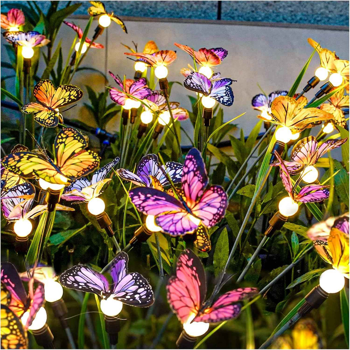 TONULAX Solar Garden Lights - 4 Pack Swaying Butterfly Light, Swaying in The Wind, Solar Outdoor Lights, Yard Patio Pathway Decoration, High Flexibility Iron Wire & Realistic Butterflies(4 Pack)