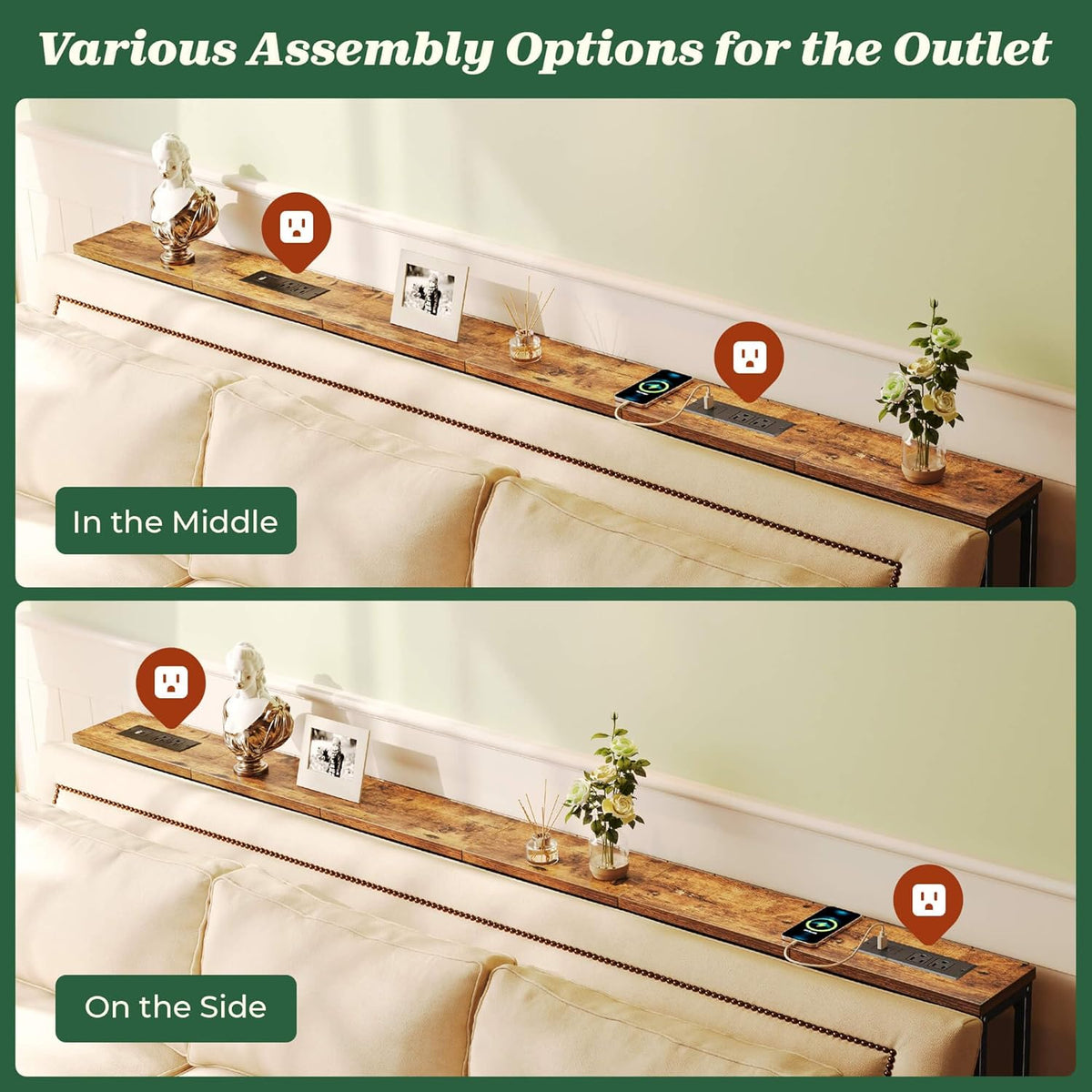 SUPERJARE 78.8 inch Narrow Console Table with Outlet