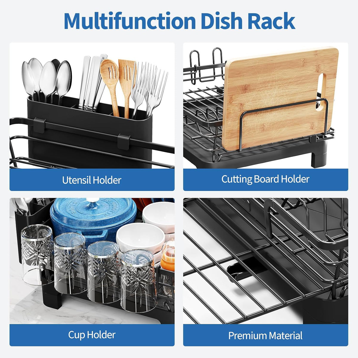 TOOLF Expandable Over-the-Sink Dish Drying Rack, 12.56"-23.97"L