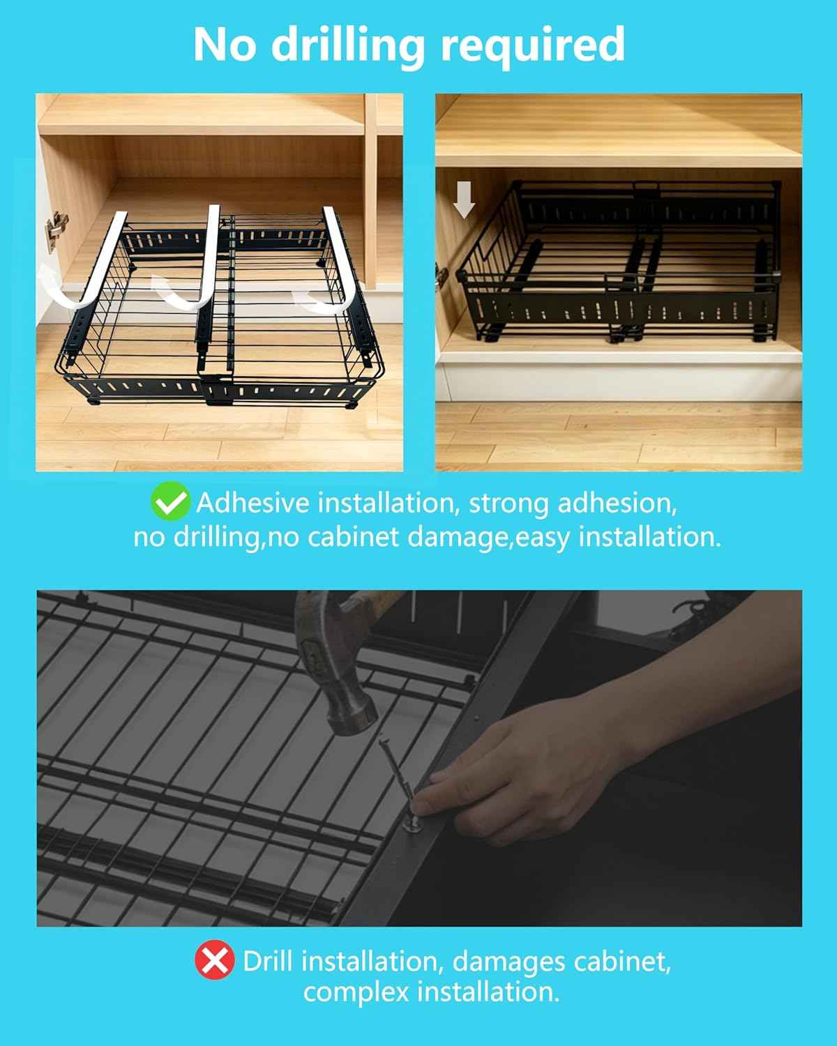KimHong 2 Pack Pull Out Cabinet Organizer, 12.4"-19.5"