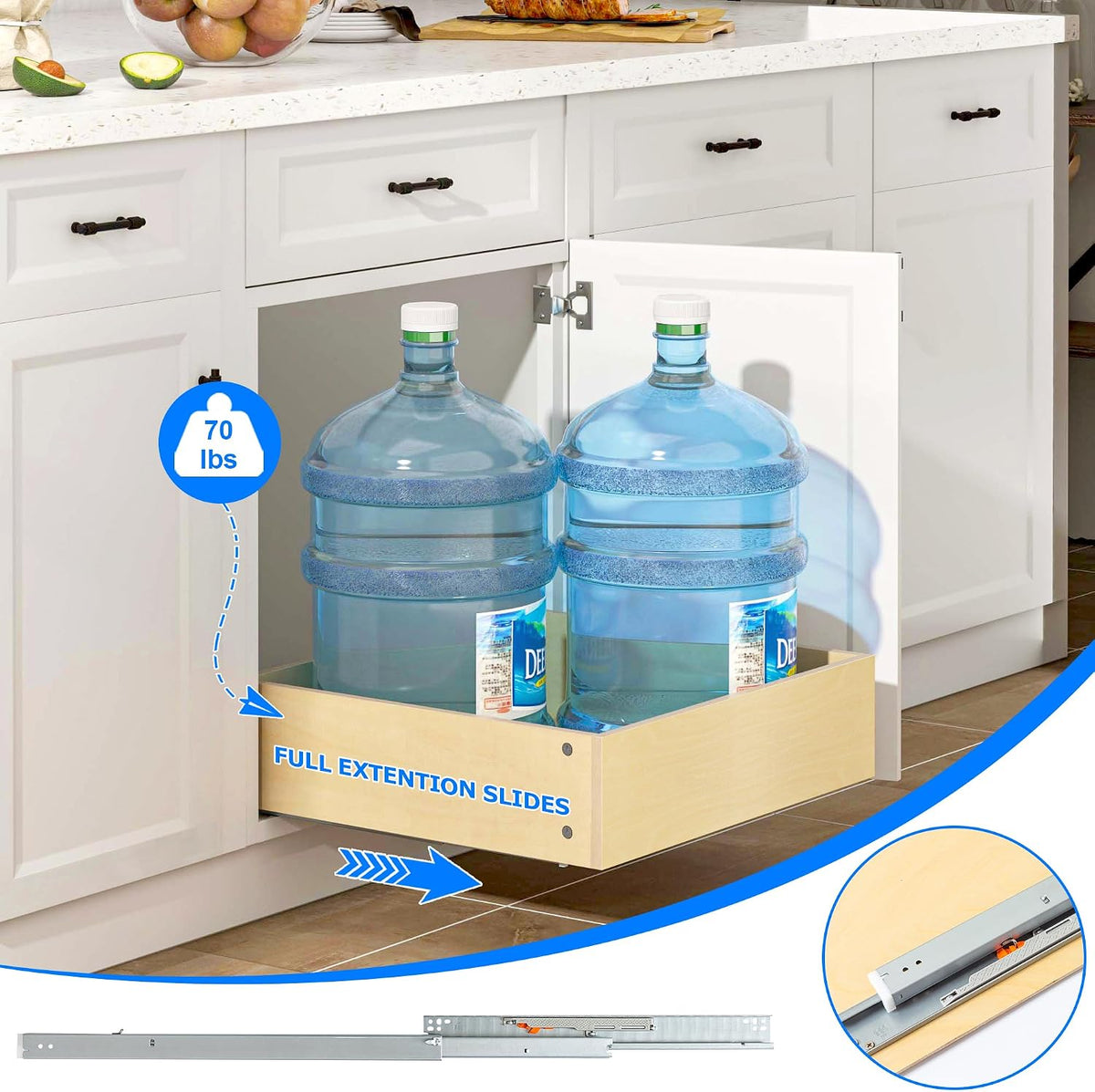 WelFurGeer Soft Close Pull-Out Cabinet Organizer, 11" W x 22" D