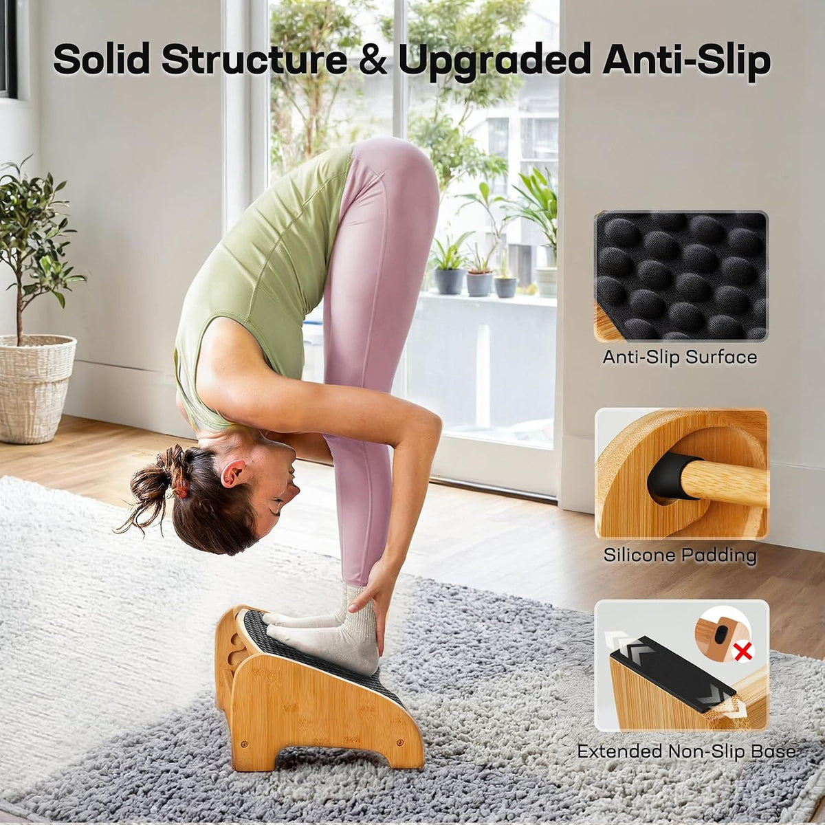 4-Height Bamboo Footrest with Massage Texture - Field & Nook