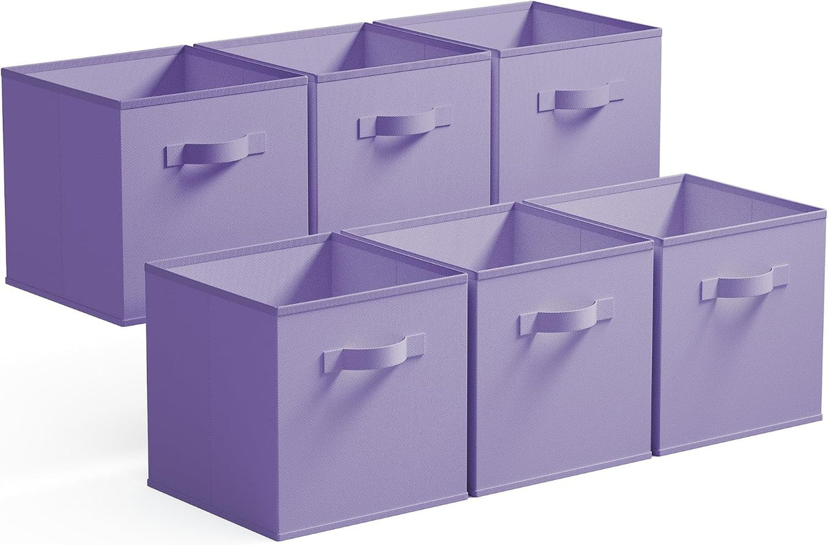 GRANNY SAYS Cube Storage Bins, 11 Inch Cube Storage Organizer, Fabric Collapsible Storage Bins, Durable Storage Cubes for Shelves, Closet, Lavender Purple, 6-Pack - Field & Nook