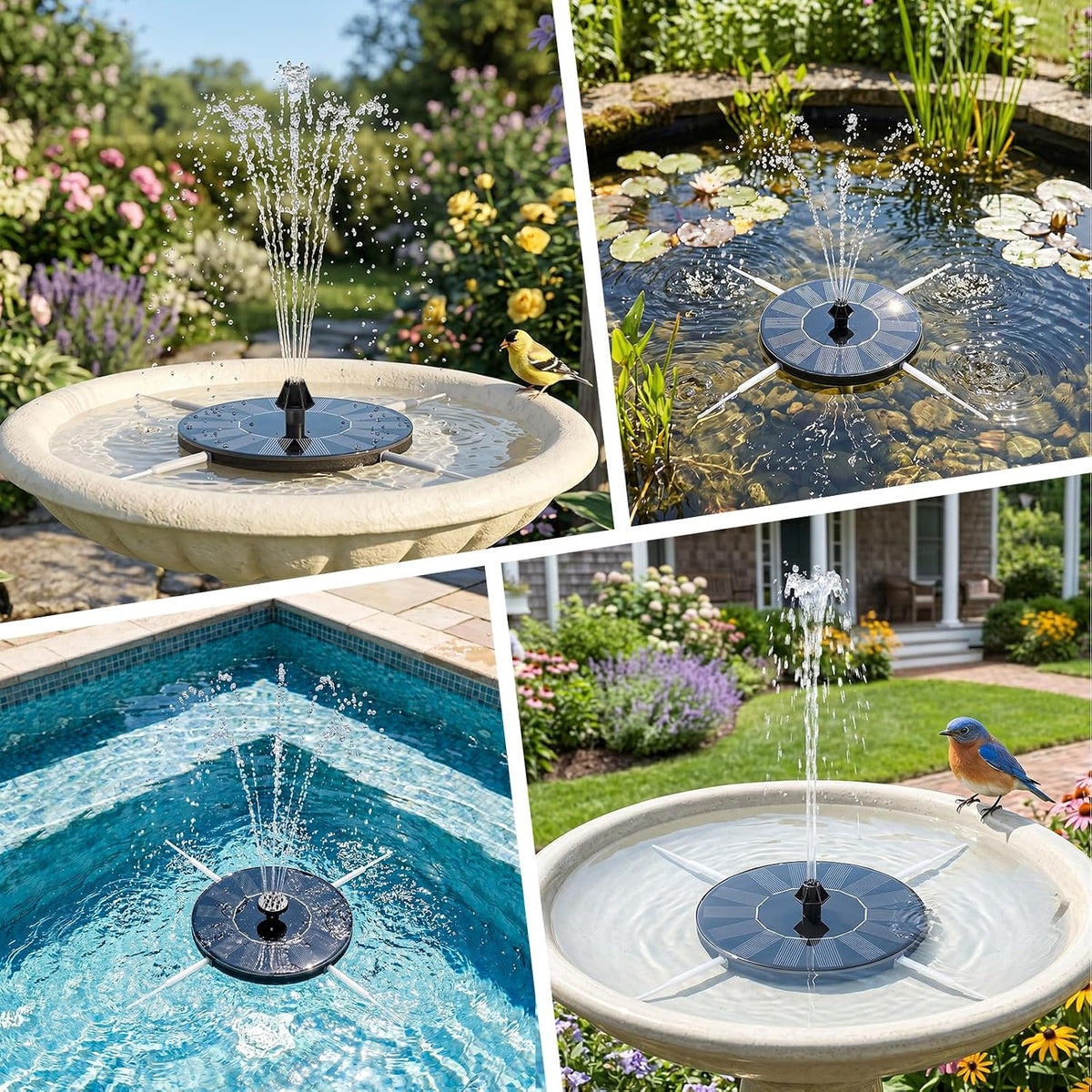Floating Solar Fountain Pump – 1.4 W, 8 Nozzles