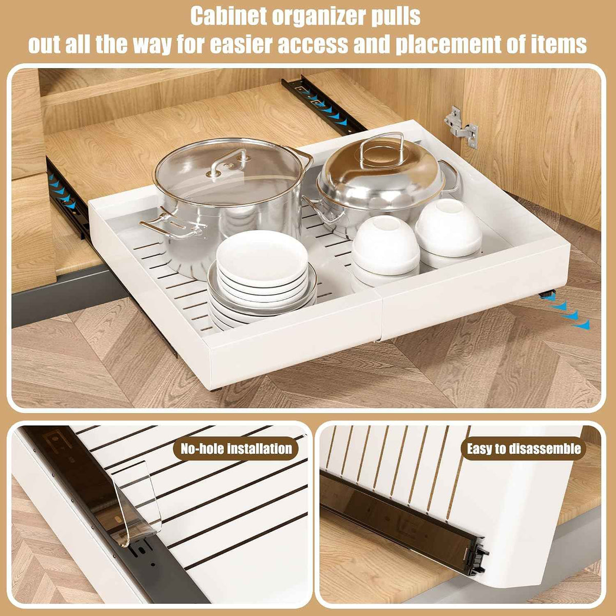 Pull Out Cabinet Organizer, 11.7"-19.7" Expandable Width