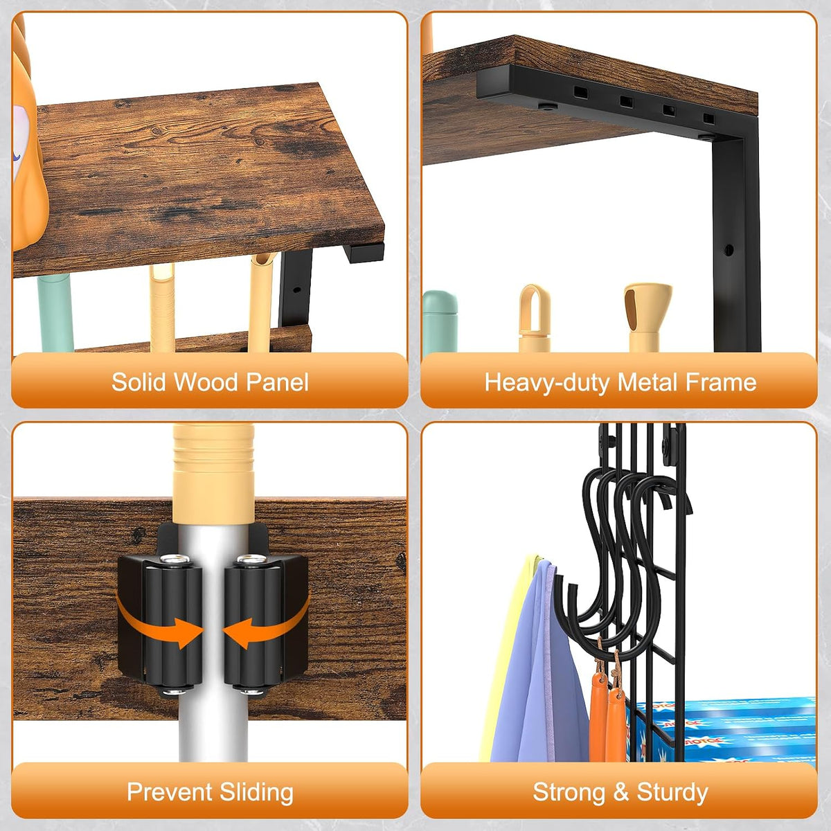 Wall Mount Broom Holder Laundry Room Storage Organizer Shelves - Field & Nook