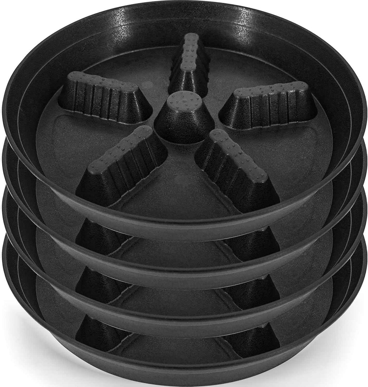 4 Pack Plant Saucer 14 inch, Plastic Plant Saucers for Indoors, Raised Middle Plant Trays for Pots, Water Tray for Plants, Plant Stand Water Catcher Tray, Pot Saucers for Plants
