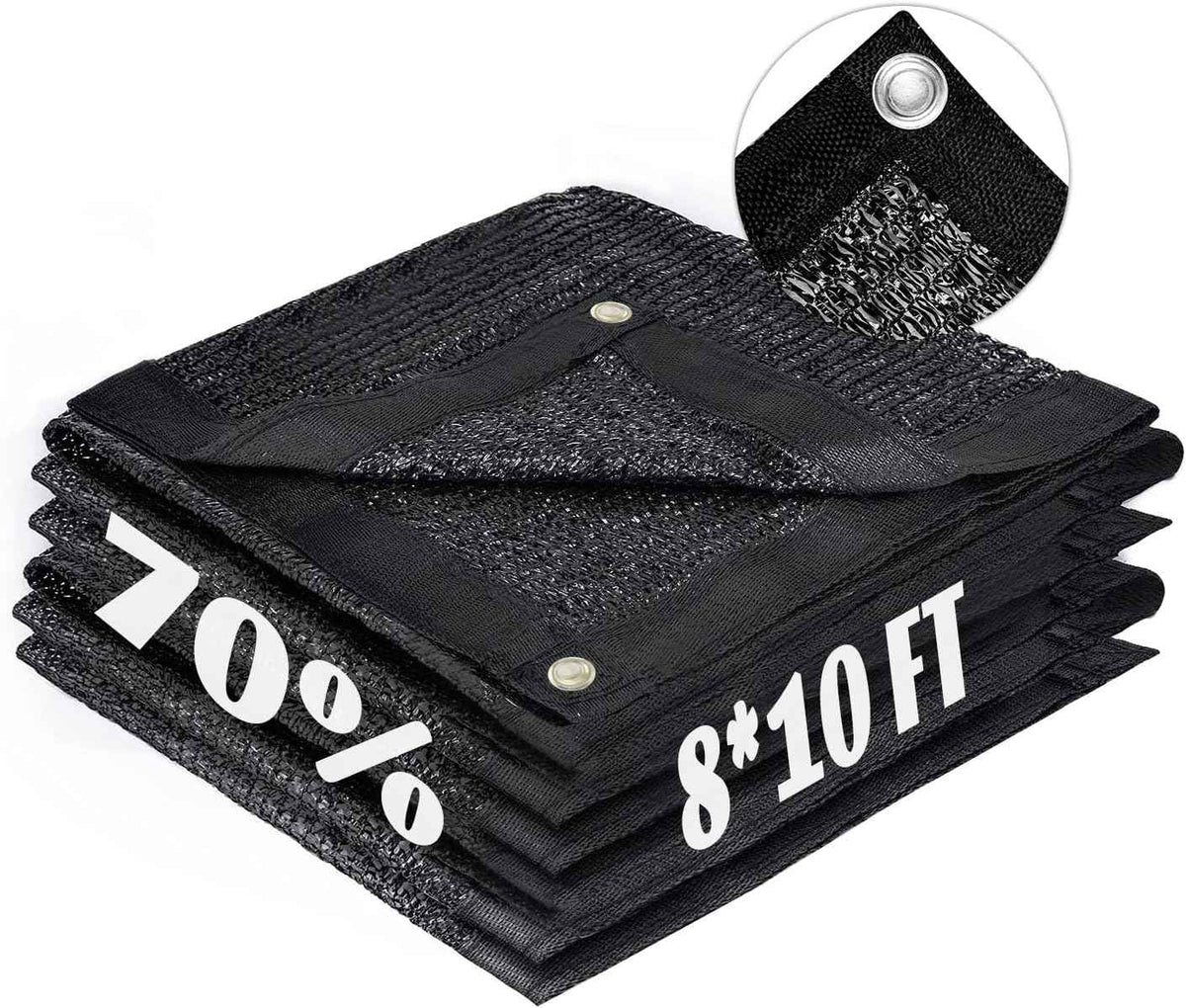 LOVE STORY 8x10FT 70% Black Shade Cloth Sun Shade Net with Grommets Sunblock Net Mesh Tarp for Garden,Plants Cover,Greenhouse and Patio