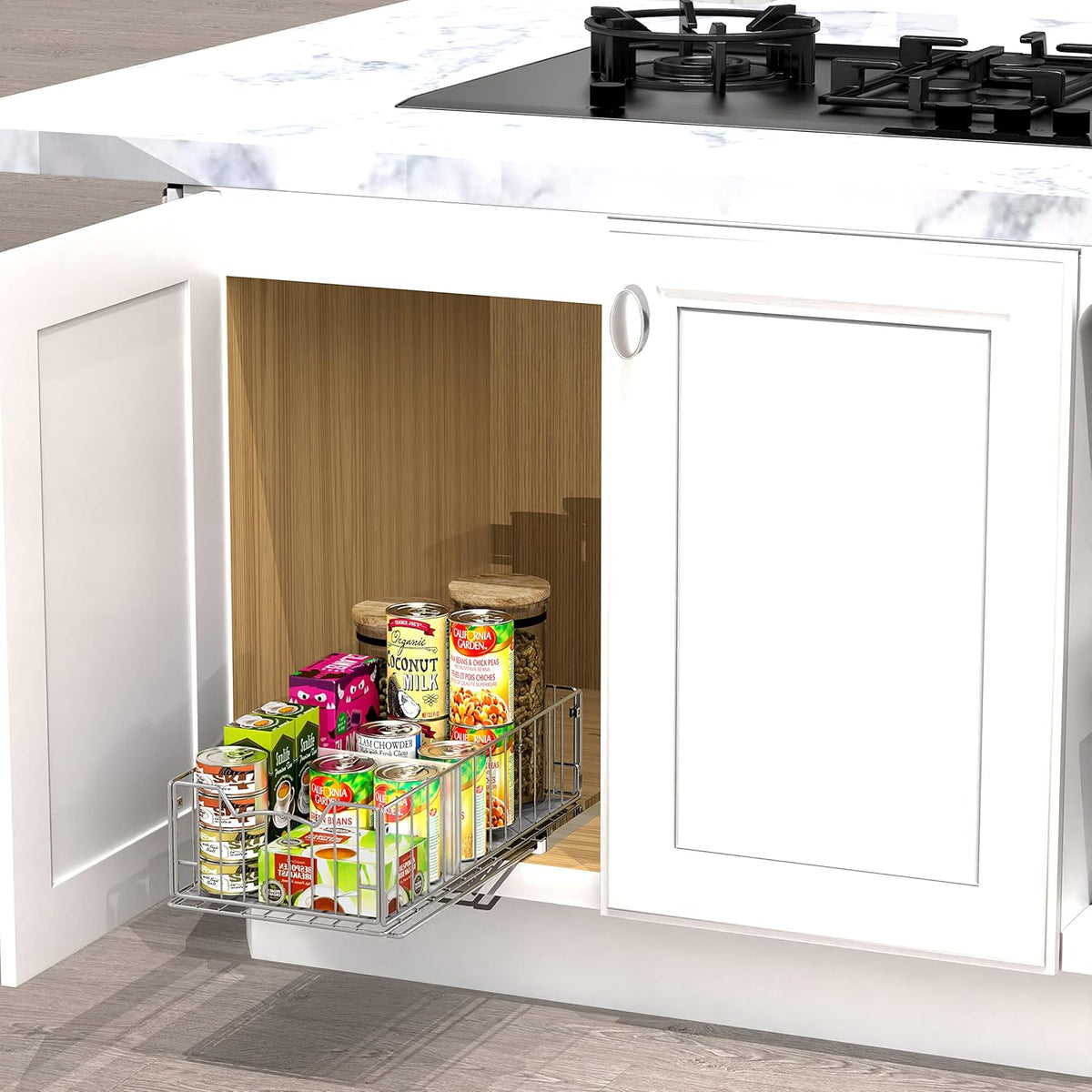 Simple Houseware Pull-Out Cabinet Sliding Basket, Chrome