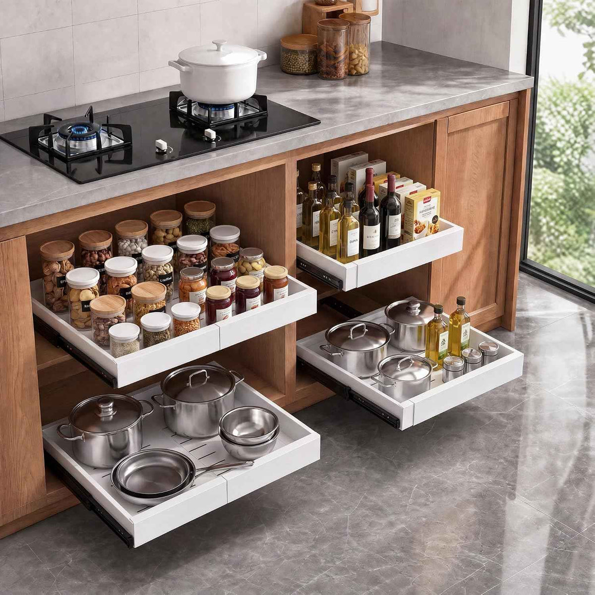 Garvee 2 Pack Pull Out Cabinet Organizers, Expandable 16.93"-27.95"