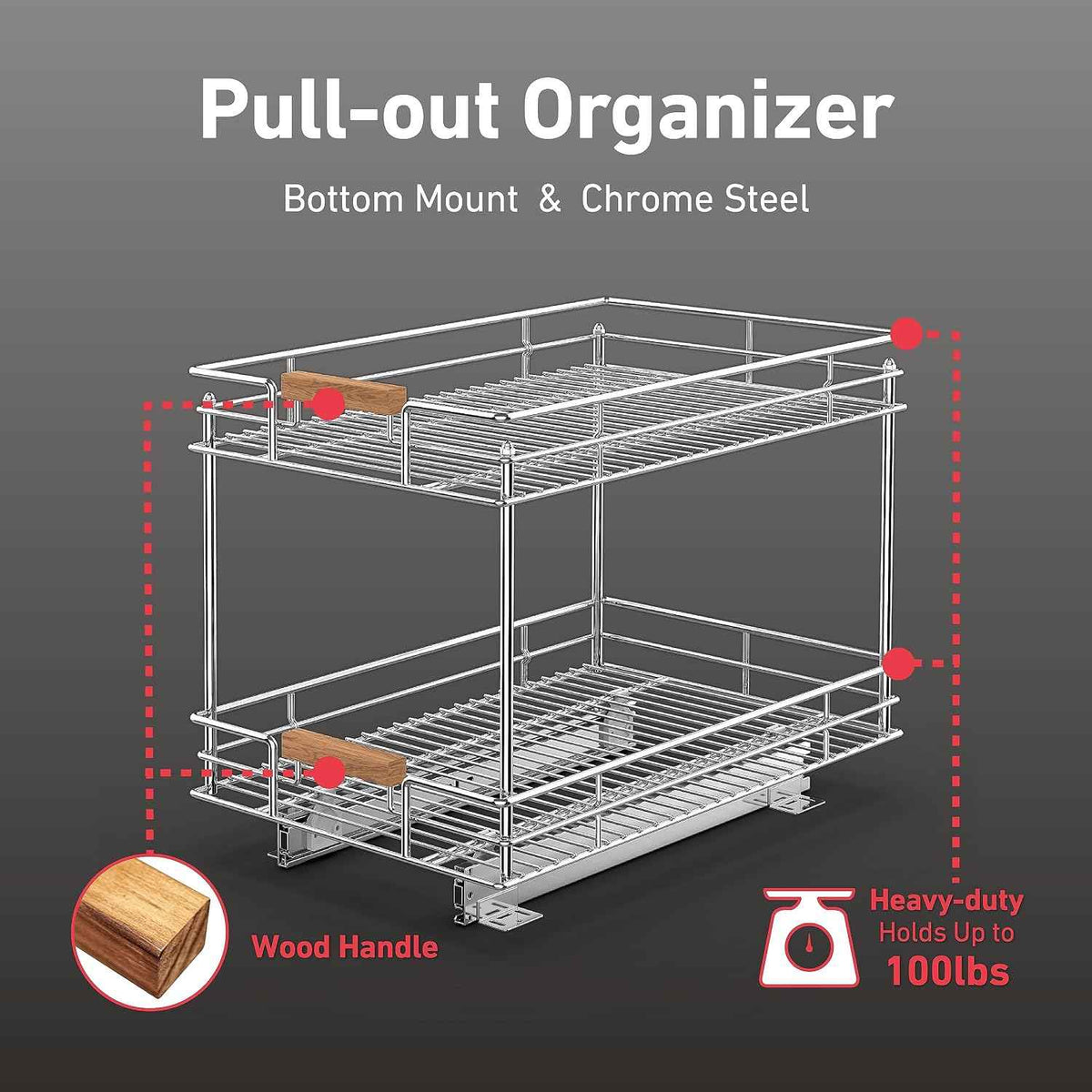 Mount Walker Pull Out Cabinet Organizer, 14" W x 21" D