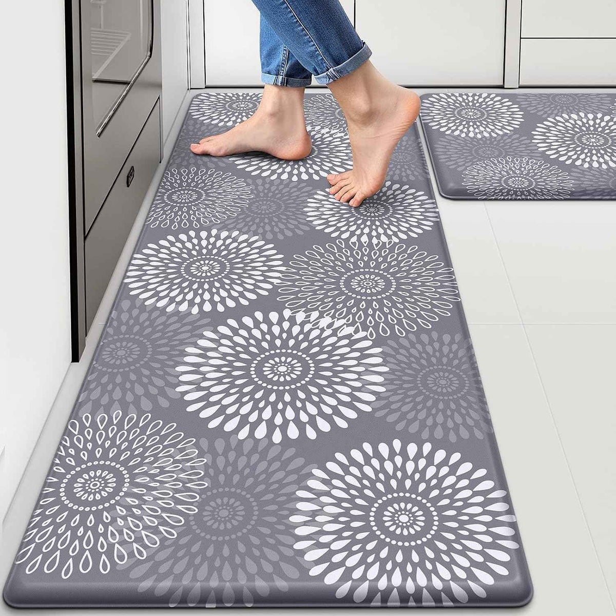 LuxStep Kitchen Mats for Floor,Cushioned Rug Anti-Fatigue for Kitchen Decor | Waterproof Non-Slip Kitchen Rugs Set of 2,Heavy Duty Ergonomic Comfort Mat for Kitchen Accessories,Office,Laundry