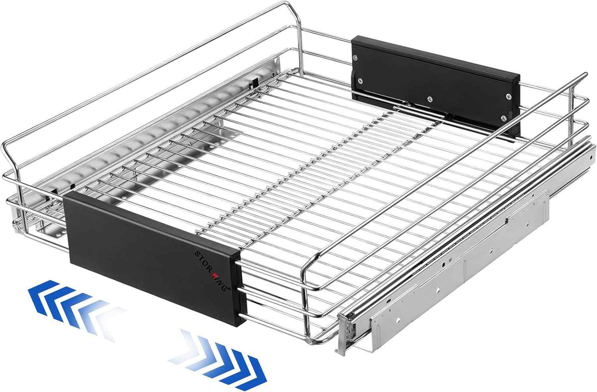 Expandable Pull Out Cabinet Organizer, 12.5~20.2" W x 17.3" D