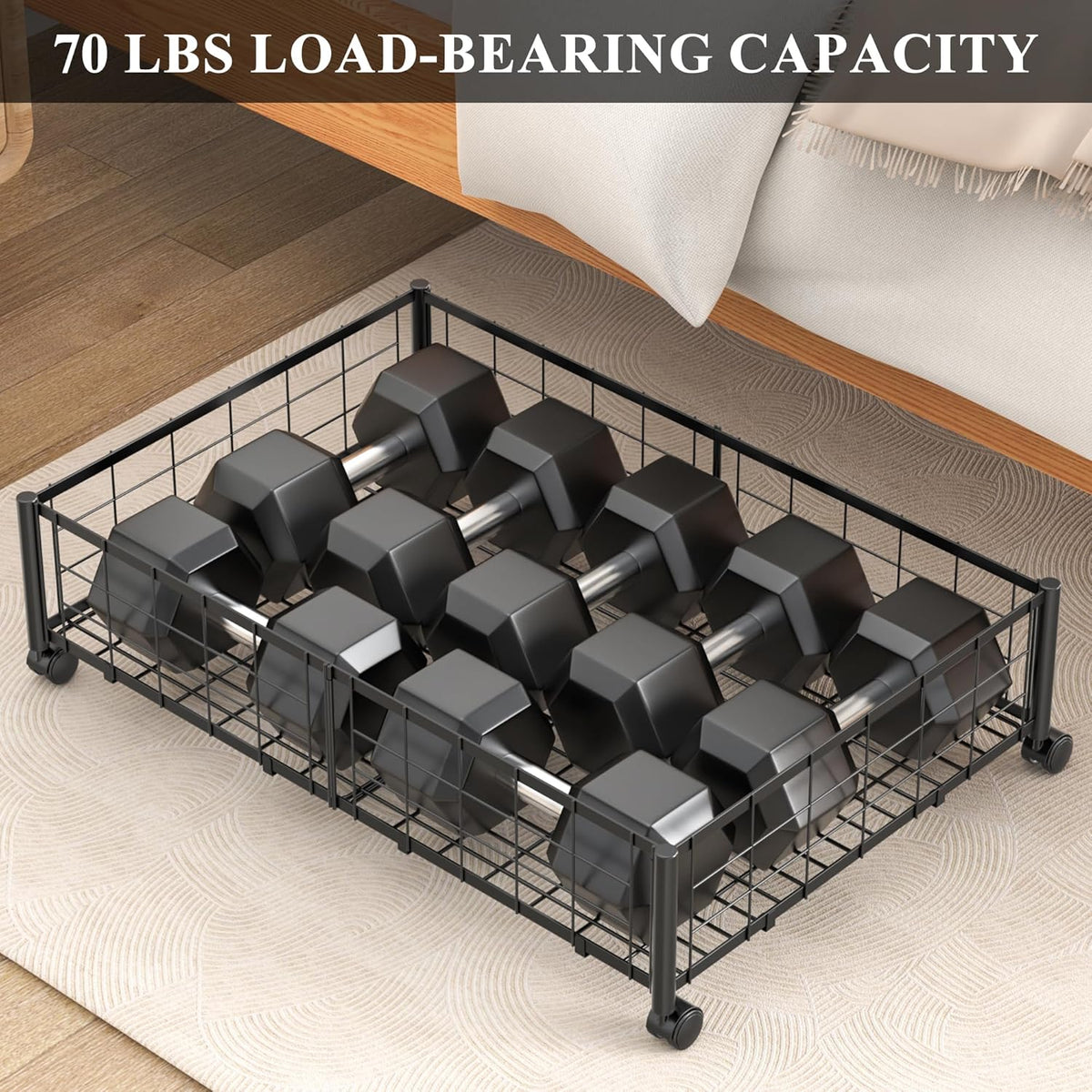 Hleelomi Under Bed Storage with Wheels, 360° Rotating, No-Assembly Underbed Storage Containers, 2PACK - Field & Nook