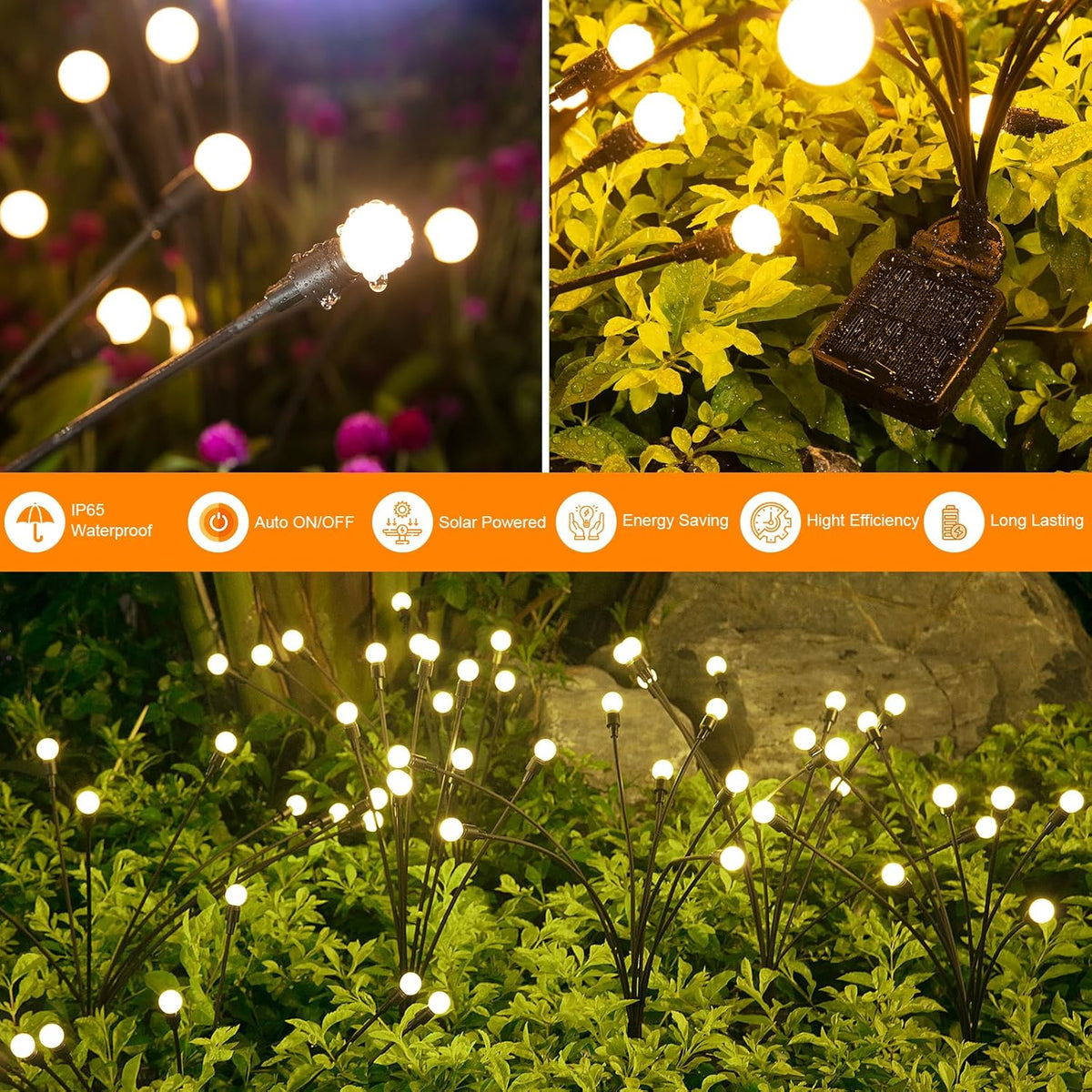 Solar Garden Firefly Lights – 4 Pack, 32 LEDs, IP65 Waterproof