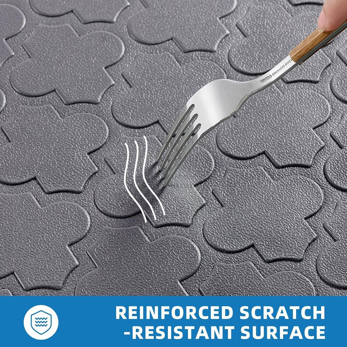 Kitchen Mats for Floor 2 Piece Anti Fatigue Mats, Grey | Kitchen Mats Cushioned Anti Fatigue, 17.3" x 29" + 17.3" x 47", Non Slip Kitchen Rugs, Standing, Office, Sink, Laundry