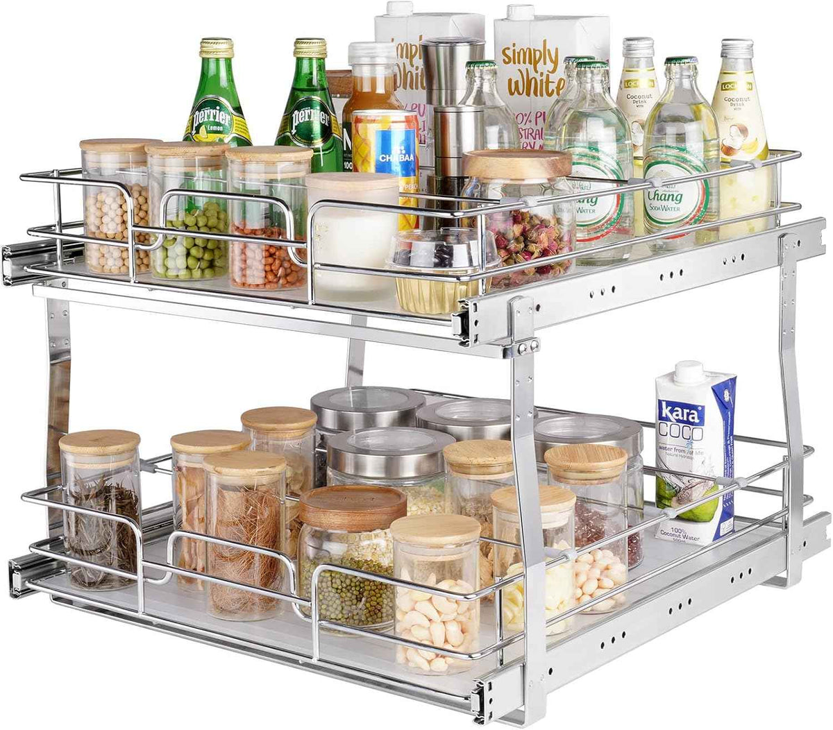 VEVOR 2 Tier 20"Wx21.2"Dx15.2"HPull Out Cabinet Organizer, Heavy Duty