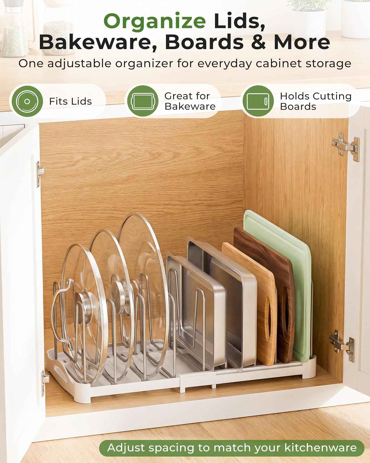 EVERIE Adjustable Cabinet Organizer, 12.6" to 21.5" Wide