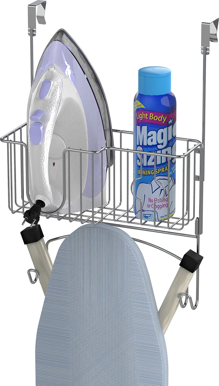 Chrome Over-Door and Wall-Mount Ironing Board Holder - Field & Nook