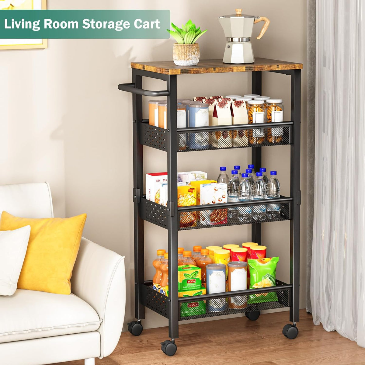 Vivihomety 4-Tier Laundry Utility Rolling Cart with Wheels - Field & Nook