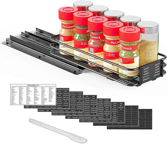 SpaceAid Pull Out Spice Rack Organizer for Cabinet, Heavy Duty Slide