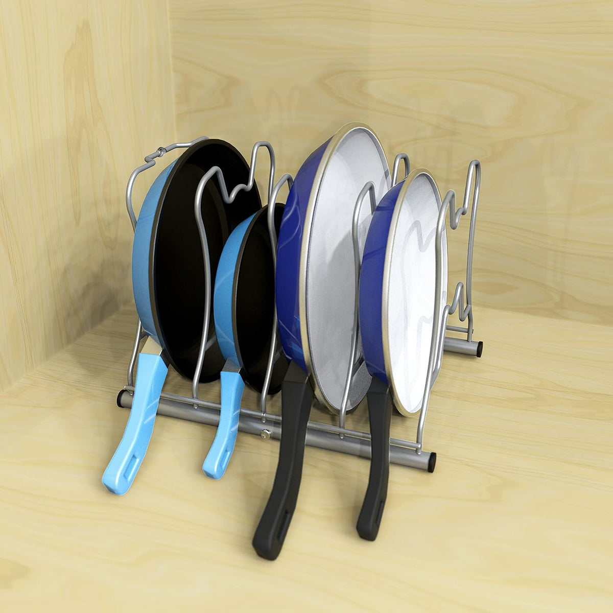 Simple Houseware Pot and Pan Organizer Rack, Silver
