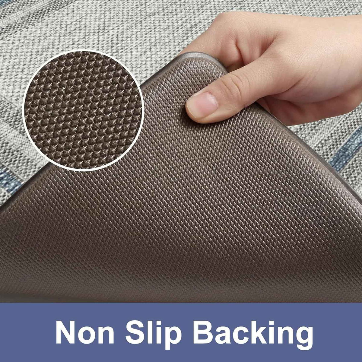 KIMODE Anti Fatigue Kitchen Mat 2 PCS Farmhouse Kitchen Rugs Sets of 2 | Blue Gray Home Decor Waterproof Kitchen Mat for Floor Laundry Room Rug,Cushioned Comfort Foam Standing Mat for Office Sink