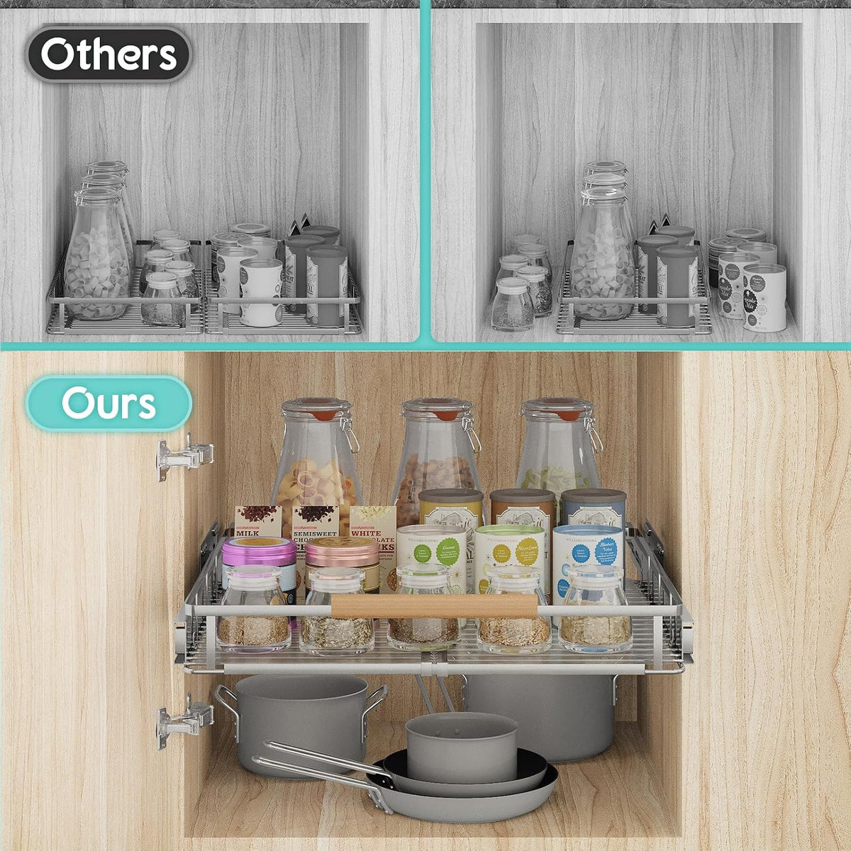 2 Pack Expandable Pull Out Cabinet Organizer, 23.2-39.9" W