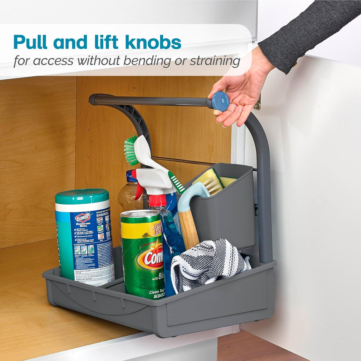 Polder Under Sink Storage Caddy, Kitchen and Bathroom Organization and Storage with Tray, Easy-to-Assemble, 16.75" x 10.5" x 16.5" - Field & Nook