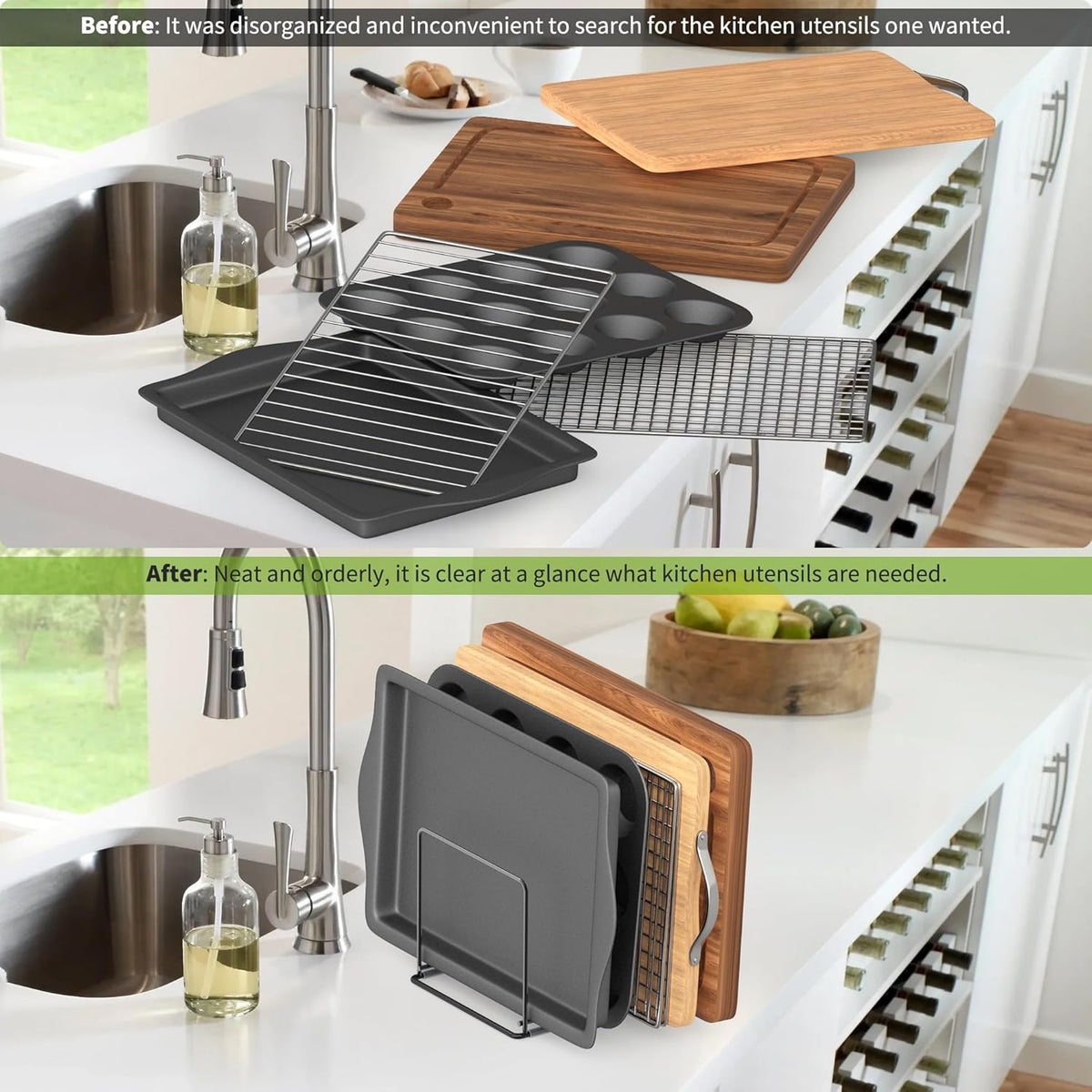 Kitchen Organizer Rack, 4-Slot, 2 Pack