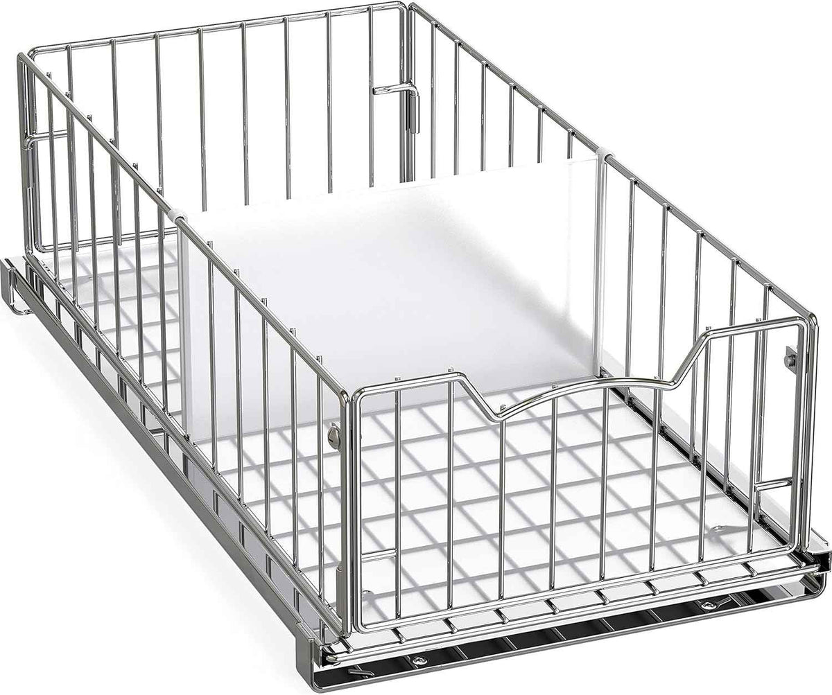 Simple Houseware Pull-Out Cabinet Sliding Basket, Chrome