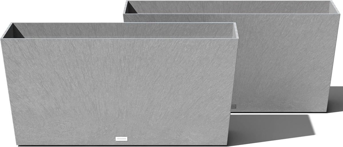 Veradek Pure Series Midori Trough Planter - Large Rectangular Planter for Indoor or Outdoor Deck/Porch | Durable All-Weather Use with Drainage Holes | Modern Decor for Shrubs, Flowers, Small Plants