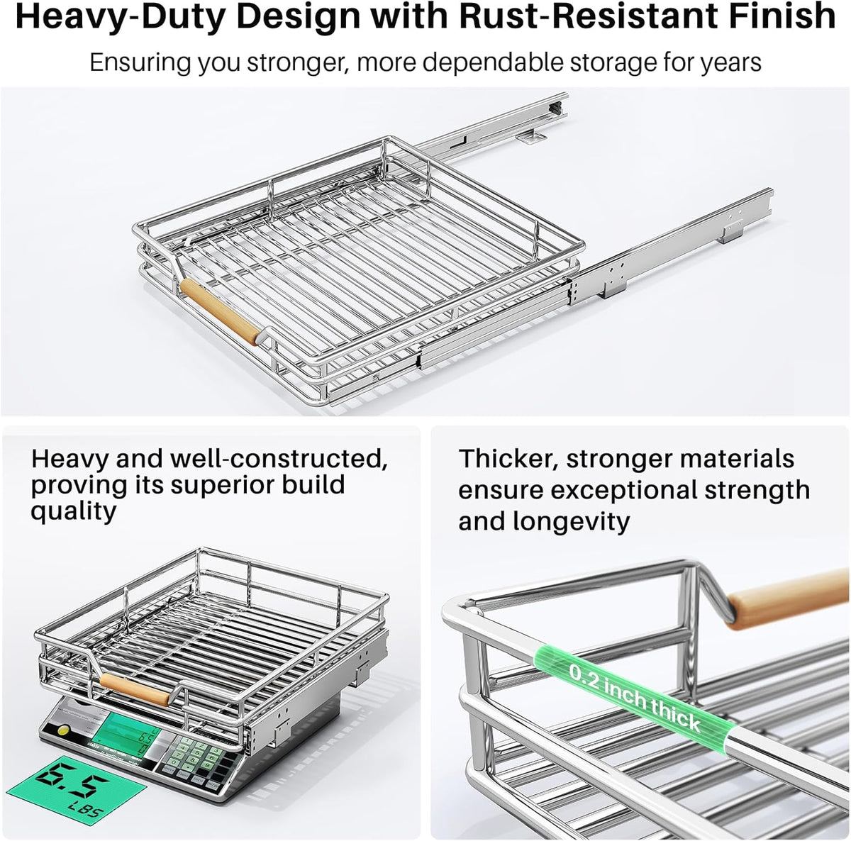 15"W x 21"D Heavy Duty Pull Out Cabinet Organizer
