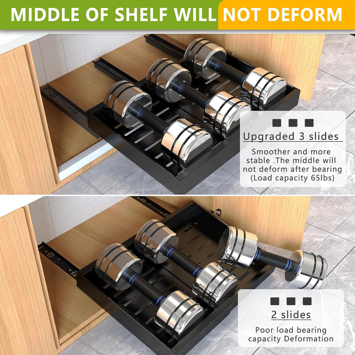 Mlinavn 2 Pack Pull Out Cabinet Organizer,21" Deep Slide Out Drawer Organizers,No Drill Pull Out Drawers Adhesive with Nano Compatible Framed Cabinets Shelves for Kitchen Pantry Adjustable Width - Field & Nook