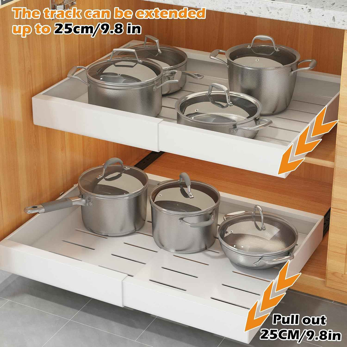 COVAODQ Pull-Out Cabinet Organizer, 12.4"-20.4" W