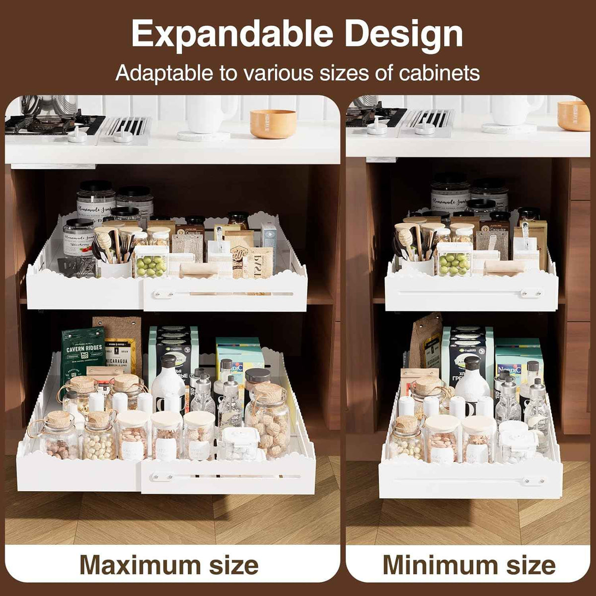 Expandable Pull Out Cabinet Organizer, 12"-18"W